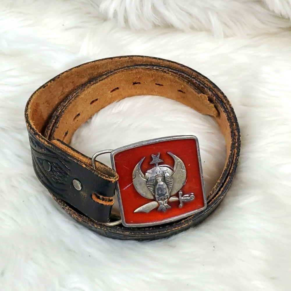 Vintage 1984 belt+ buckle Bergamot Brass Works inc